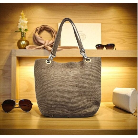 Eric Javits “Squishee” Tan Woven Tote Bag - Picture 1 of 14